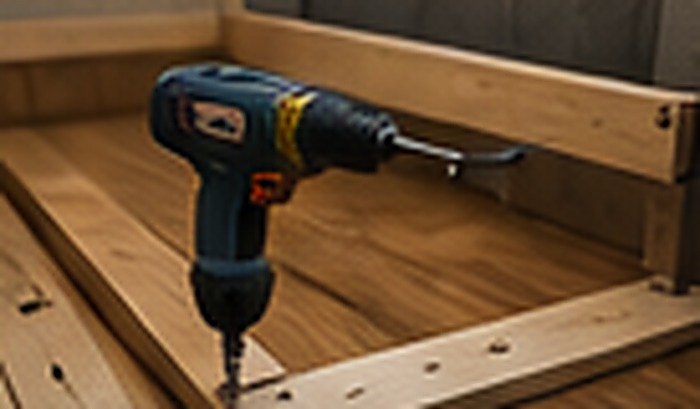 Montagearbeiten an einem Holzmöbelstück